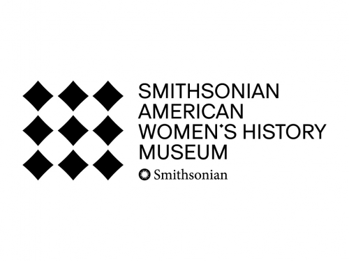 Three by three grid of black triangles next to capitalized wording of museum title.