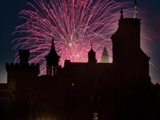 Castle with fireworks